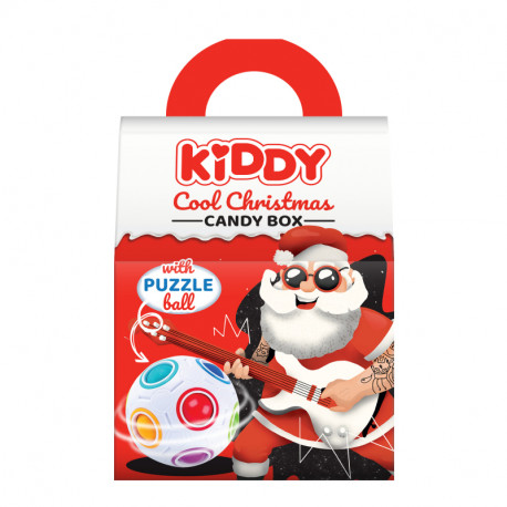 Saldumynų rinkinys su kamuoliuku galvosūkiu KIDDY COOL CHRISTMAS 300g