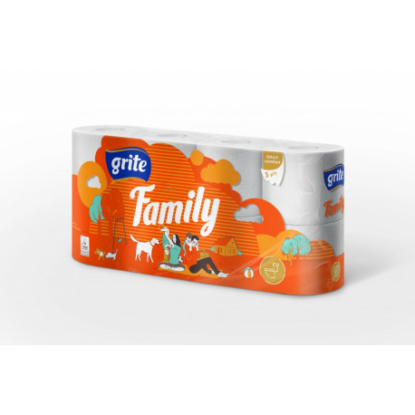 Toilet paper GRITE FAMILY 3 Sl. 8 vnt.