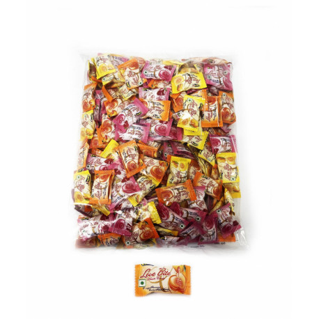 Saldainiai su vaisių skonio įdaru LOVE BITE CANDY (1kg*8)