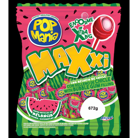 Ledinukai su kramokma guma ant pagaliuko POP MANIA WATERMELON 28g