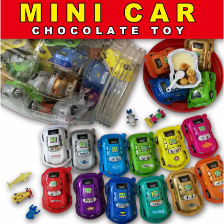 MINI CAR CHOCOLATE  TOY 8g (60vnt*6bl) plastik. mašina su žaisl. ir sald.