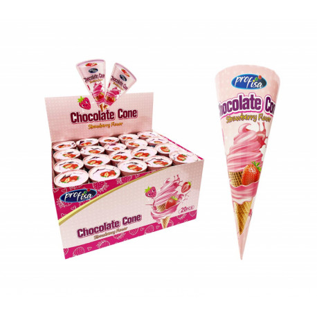 Vafliai su braškiniu kremu CHOCOLATE CONE STRAWBERRY FLAVOR 18g