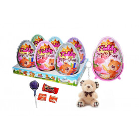 Plastikinis kiaušinis su ledinuku, susikramtomu sald, kr. guma ir žaislu TEDDY TOY  EGG 20g