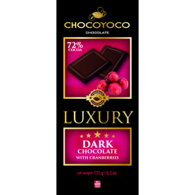 Dark chocolate 72% with cranberry LUXURY 175g