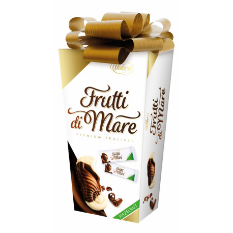 Milk and white chocolate bar filled with nut cream and malt crisps FRUTTI DI MARE HAZELNUT 190g.