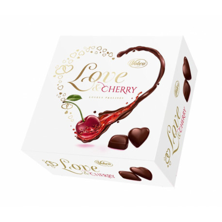 Chocolates  with cherry in alkohol. LOVE & CHERRY 45g.