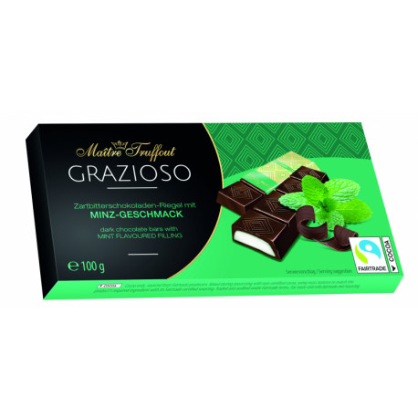 Dark chocolate with mint cream filling GRAZIOSO 100g