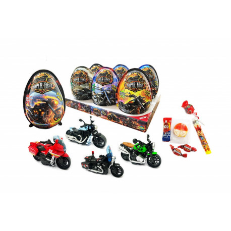 Plastikinis kiaušinis su žaislu XXXL SUPER FAST MOTORCYCLE PLASTIC  EGG 20g